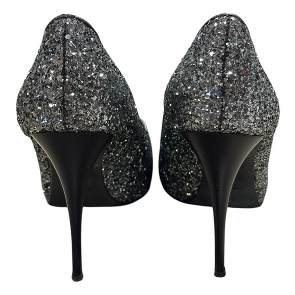 Giuseppe Zanotti Glam Glitter Peep-Toe Heels | Size 38 / US 7.5 - Picture 5 of 7